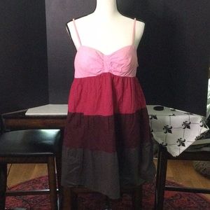 Spaghetti Strap A-Line Striped Color Block Tank w/Adjustable Straps